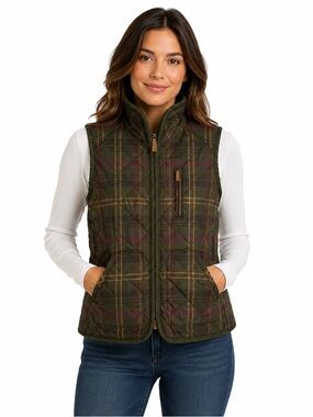 Ralph Lauren Plaid Quilted Down Vest Women Petite Small Classic Preppycore